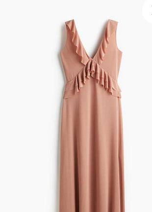 Платье h&amp;m долгое романтичное с воланами коралловый цвет м размер