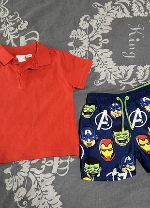 Комплект для мальчика: шорты marvel + футболка zara