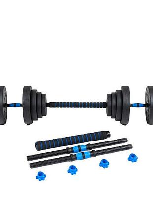 Гантелі розбірні бітумні thunder gym-02 зі з'єднувачем для штанги, 2 x 10 кг
