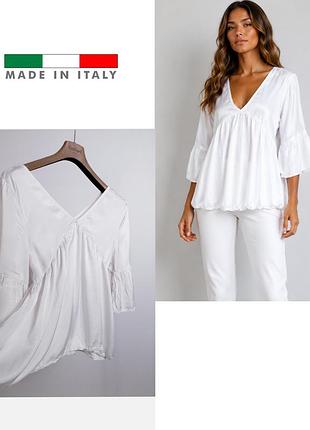 Белая сатиновая блуза made in italy 🇮🇹 .