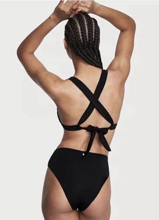 Чорний купальник бюст на завʼязках плавки висока посадка victoria’s secret оригінал
