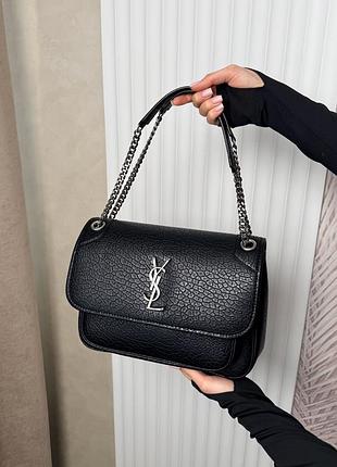 Saint laurent niki in grained lambskin black / silver