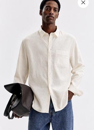 Чоловіча лляна сорочка від h&m, 100 %, як нова. розмір м