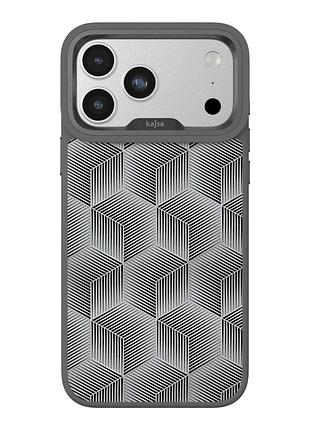 Чохол kajsa splendid collection 3d cube pattern with magsafe для iphone 17 pro max grey o-ring