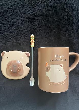Чашка з кришкою і ложкою
