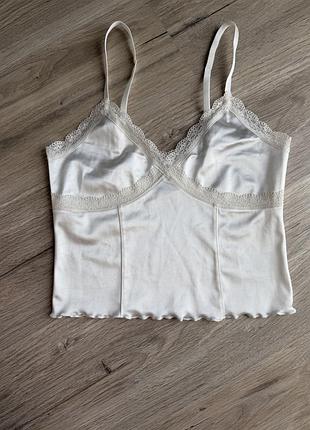 Біла майка з мереживом h&m розмір с