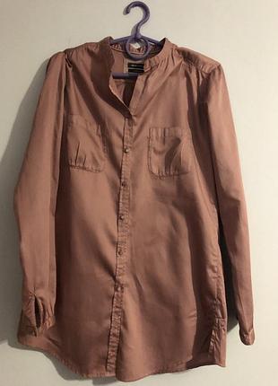 Шелковистая удлиненная блуза marc o'polo garment dyed, премиум рубашка цвета зола розы