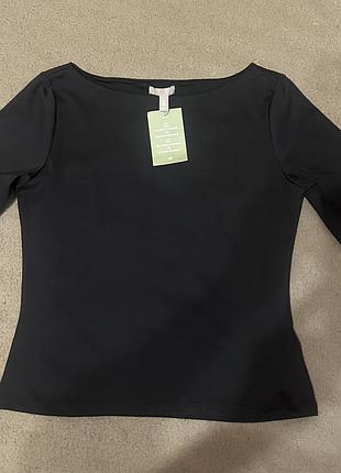 Нова чорна кофточка h&m з бірками, виріз човник, рукав 1/2 (розмір l)