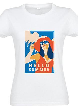 Футболка женская hello summer привет, лето (f0102) белый