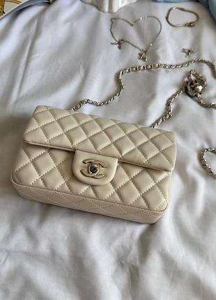 Женская сумка премиум classic 1.55 small single flap in milk/silver