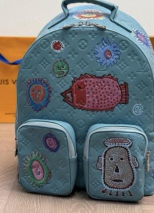 Рюкзак чоловічий жіночий louis vuitton multipocket virgil abloh блакитний