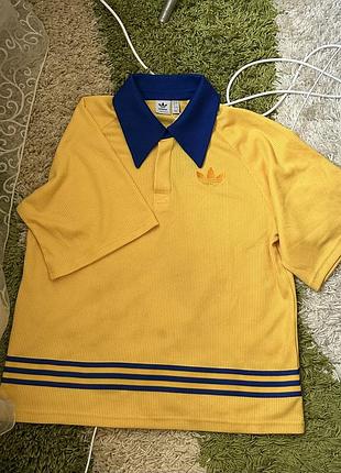 Вʼязана футболка adidas жовто-синя, розмір xl