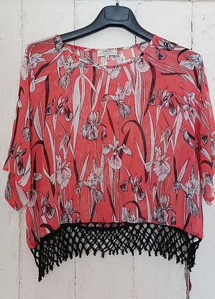 Крепдешиновая блузка, полупрозрачная туника на пляж, накидка, 14/xl