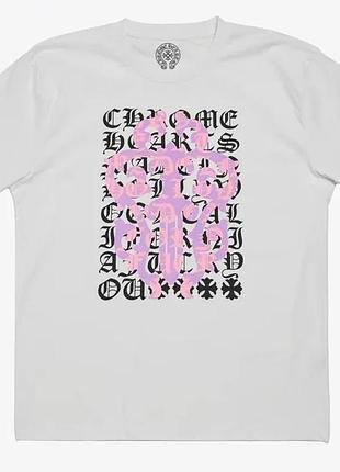Футболка chrome hearts logo унисекс хром хартс с крестами белая