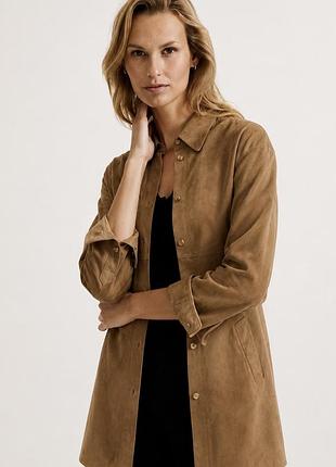 Замшевая куртка рубашка пальто esther.h paris, s, m, l, camel, песочный, коричневый