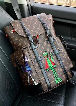 Louis vuitton christopher коричневий чоловічий рюкзак портфель ранець