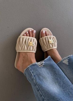 Жіночі капці miu mi u matelassé nappa cream slides
