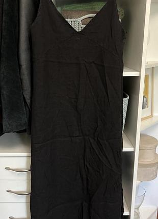 Лляна сукня,сарафан чорного кольору massimo dutti