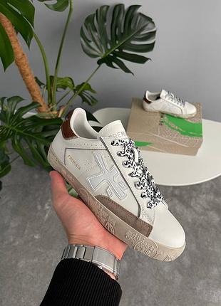 😍 жіночі кросівки premiata stevend 6483 beige white brown 📦