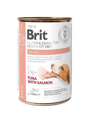 Вологий корм brit grain free veterinary diets renal для дорослих собак з хронічною нирковою недостатністю з тунцем лососем т