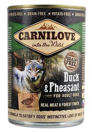 Корм вологий carnilove dog k консерви для собак з качкою та фазаном 400 г