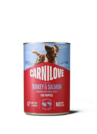 Корм вологий carnilove salmon & turkey для цуценят паштет лосось та індичка 400 г