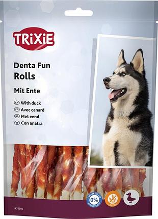 Ласощі trixie denta fun chewing rolls для собак паличка для чищення зубів з качкою 12 см 240 г 30 шт