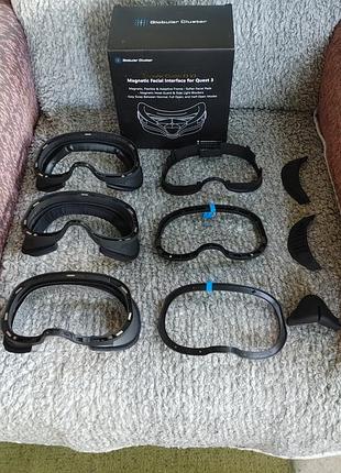 Магнітний лицьовий інтерфейс globular cluster f3 magnetic facial interface for meta quest 3 (3 змінні накладки + магнітна база)