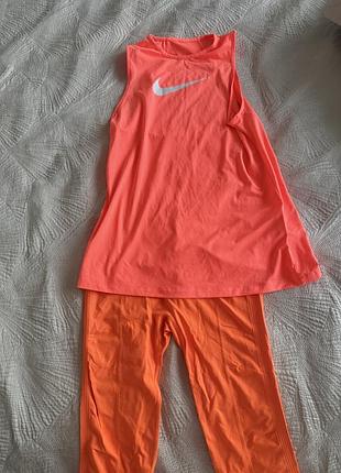 Спортивный комплект nike pro розовая майка(s) + adidas by stella mccartney оранжевые велотреки(s)