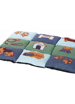 Матрац trixie для собак patchwork з собачками флісовий наповнювач синій/зелений мікрофібра 80х55 см