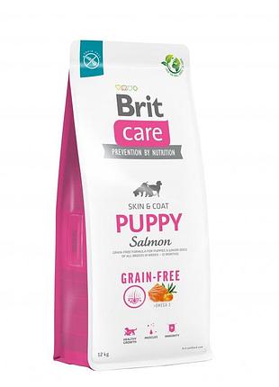Корм сухой brit care dog grain-free puppy для щенков беззерновой с лососем 12 кг