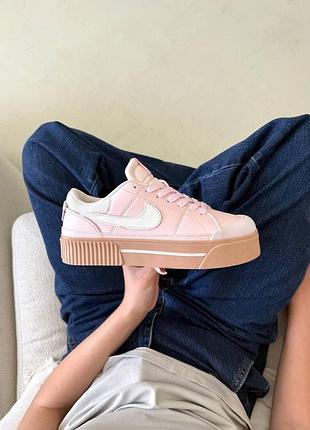 Кросівки nike court legacy pink кеди найк корт легаси рожеві для активного відпочинку платформа