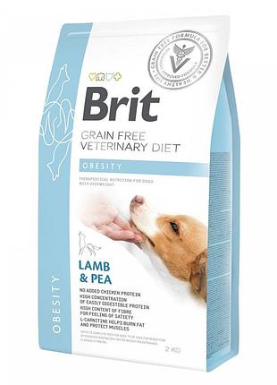 Корм сухой brit grain free vetdiet dog obesity для собак для коррекции веса беззерновой с ягненком и горохом 2 кг