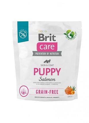 Корм сухой brit care dog grain-free puppy для щенков беззерновой с лососем 1 кг