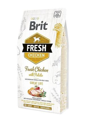Корм сухий brit fresh chicken/potato adult для дорослих собак всіх порід з куркою та картоплею 2,5 кг