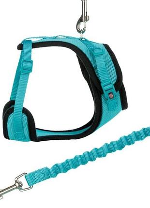 Шлея trixie для котів y-harness бірюзовий, розмір 39-60 см/10мм, 1 м