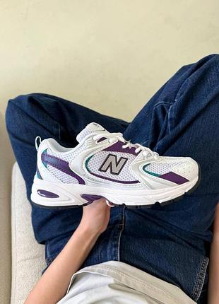 Кросівки new balance 530 нью баланс 530 білі з фіолетовим для жінок на щодень