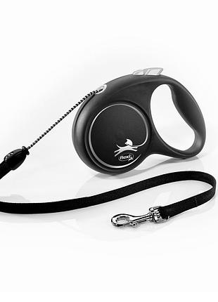 Поводок-рулетка flexi для собак black design трос черный размер m 5 м/20 кг