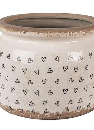 Керамическое кашпо для цветов в винтажном стиле black hearts, 20*15 см, 6ce1653l nai