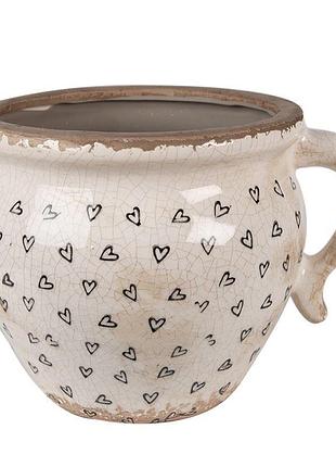 Керамічне кашпо для квітів в вінтажному стилі black hearts, 17*14*12 см, 6ce1655m nai