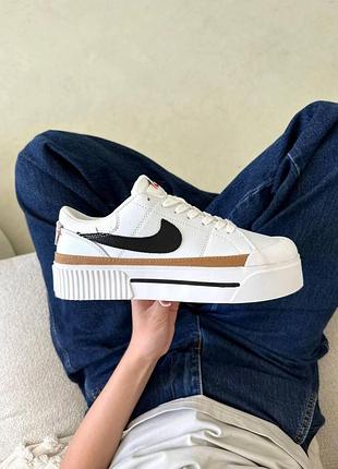 Кросівки nike court legacy кеди найк корт легаси білі та чорні для жіночі зручні та легкі