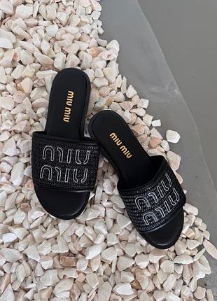 Miu miu full black slides (9) 💚