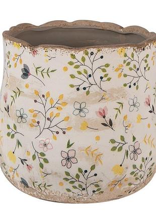 Керамічне кашпо для квітів в вінтажному стилі colored flowers, 18*16 см, 6ce1610m nai