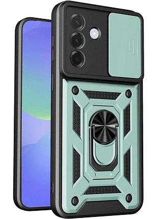 Противоударный чехол motomo ring camera slide samsung galaxy a37 светло-зеленый, защита камеры, кольцо-подставка