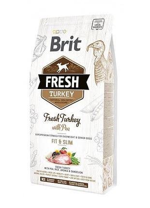 Корм сухий brit fresh turkey/pea fit and slim для собак похилого віку і зайвою вагою з індичкою та горохом 2,5 кг