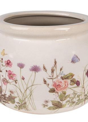 Керамическое кашпо для цветов в винтажном стиле summer flowers, 20*15 см, 6ce1630l nai