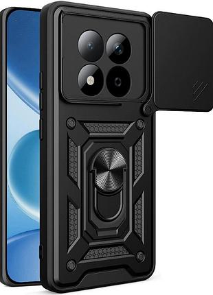 Противоударный чехол motomo ring camera slide xiaomi redmi note 15 pro 4g черный, защита камеры, кольцо-подставка