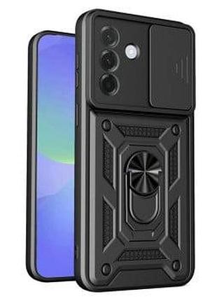 Противоударный чехол motomo ring camera slide samsung galaxy a37 черный, защита камеры, кольцо-подставка