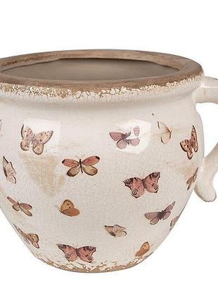 Керамическое кашпо для цветов в винтажном стиле butterflies, 20*17*15 см, 6ce1665l nai