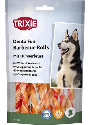 Ласощі trixie denta fun barbecue rolls with chicken breast для собак паличка для чищення зубів з курячою грудкою 12 см 80 г